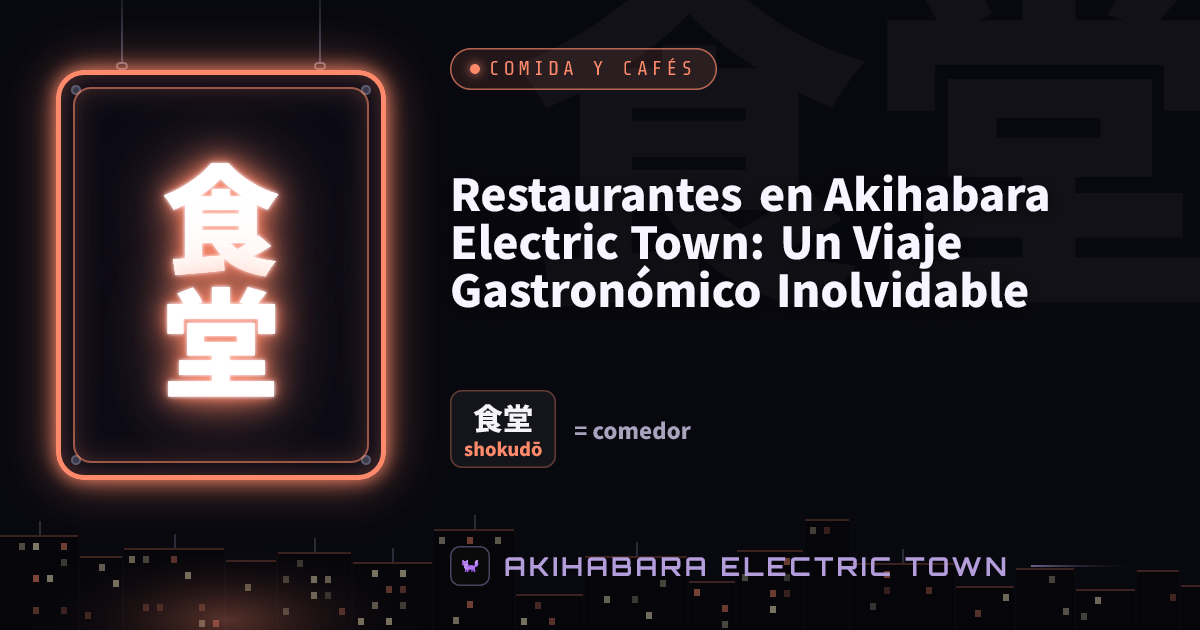 Cartel de neón con 食堂 (shokudō) — portada de «Restaurantes en Akihabara Electric Town: Un Viaje Gastronómico Inolvidable»