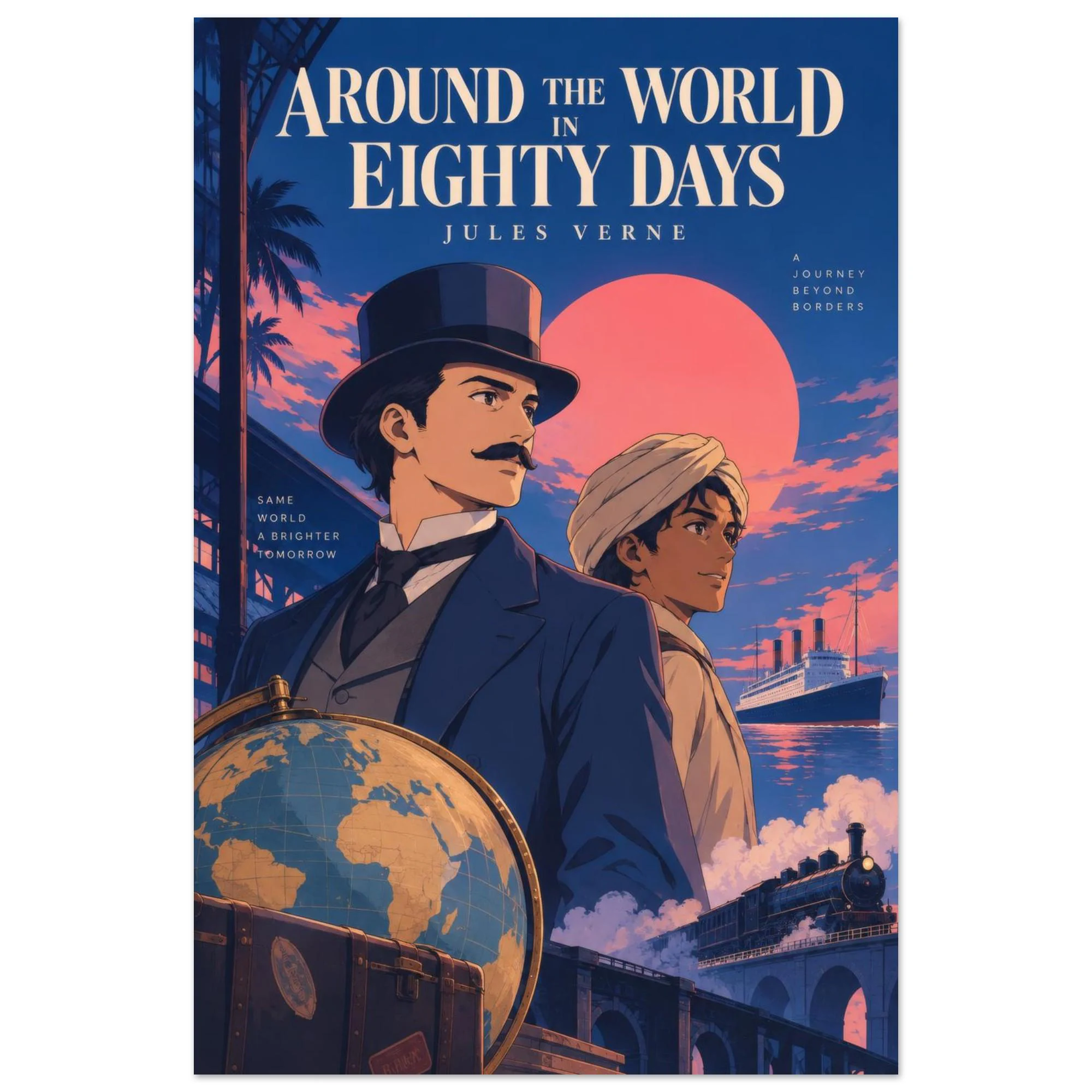 Around the World in Eighty Days Retro Poster — City Pop poster