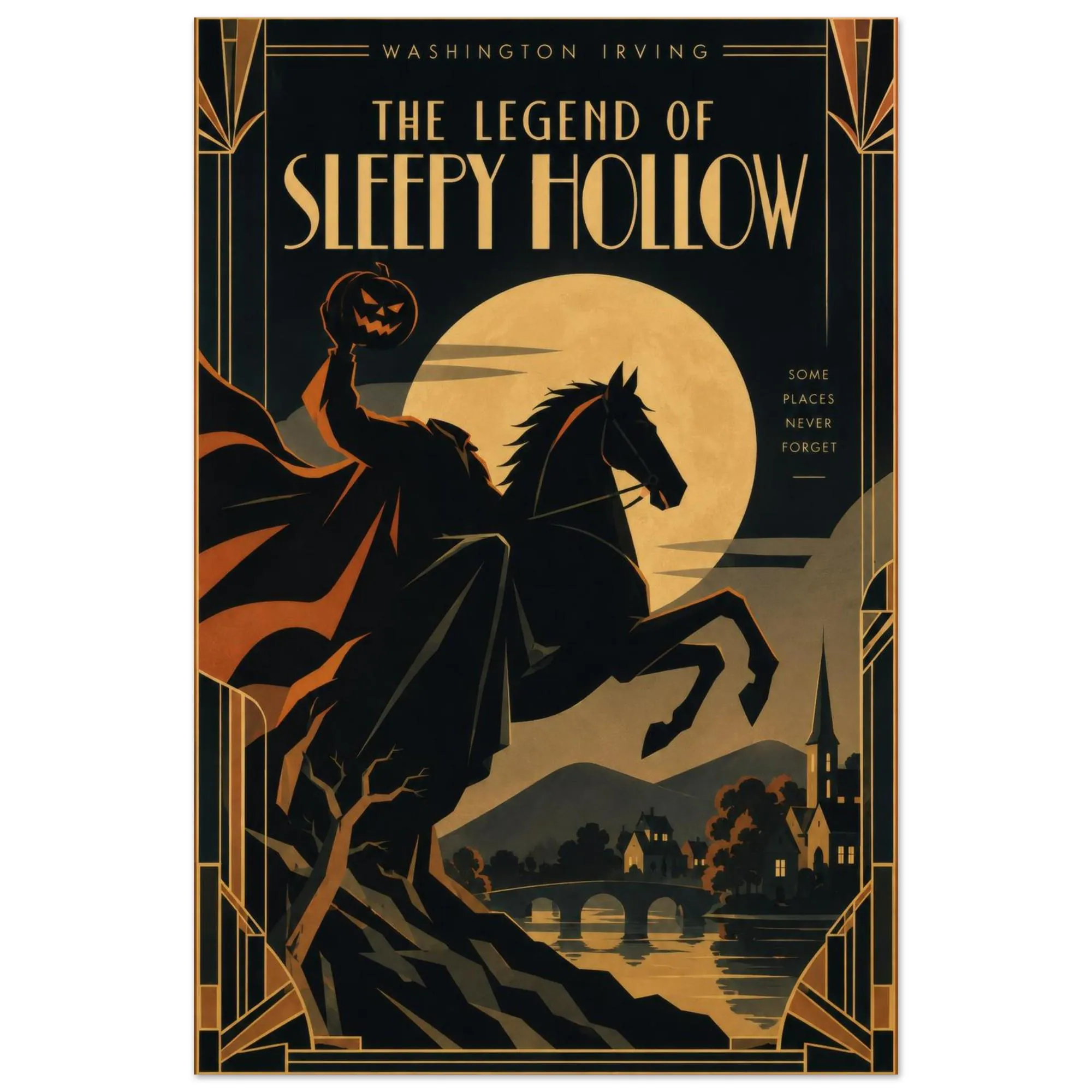 The Legend of Sleepy Hollow Art Deco Poster — póster art déco