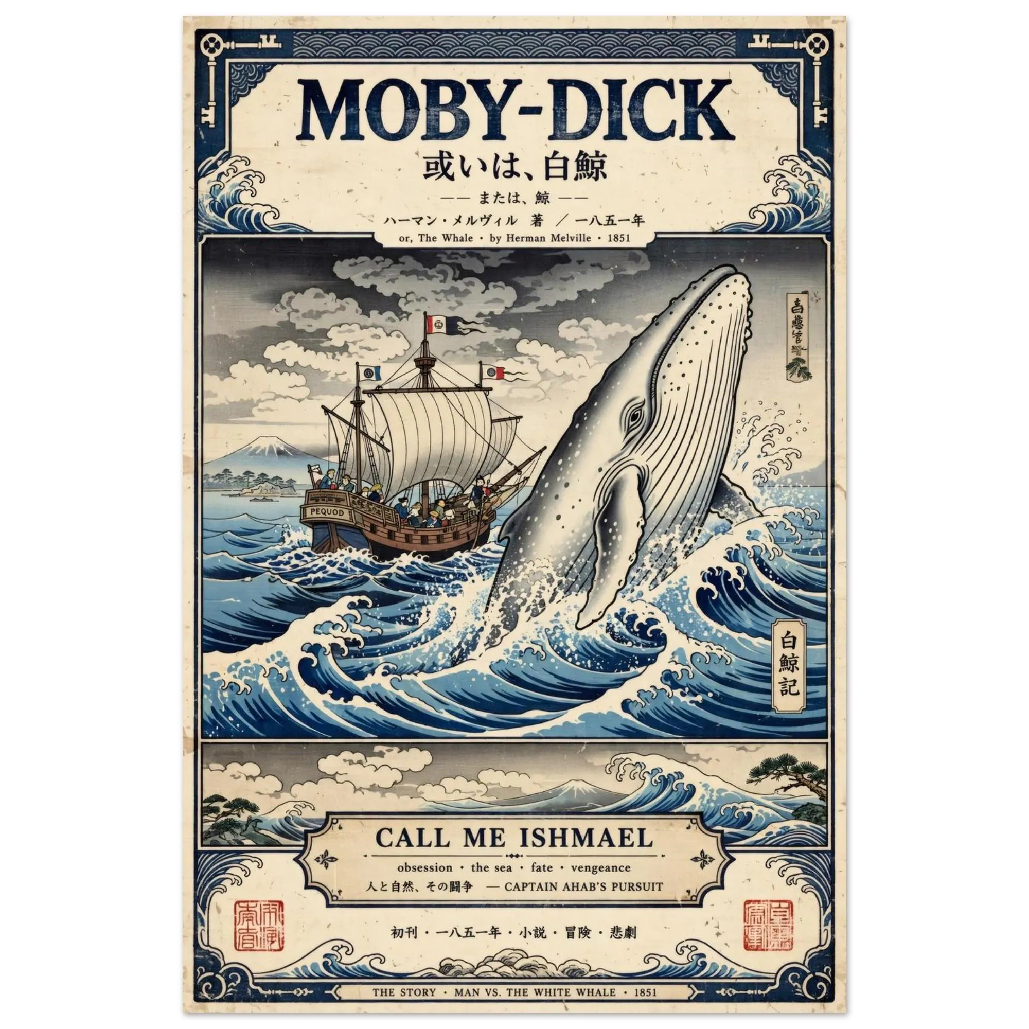 Moby Dick Ukiyo-e Poster — póster japonés