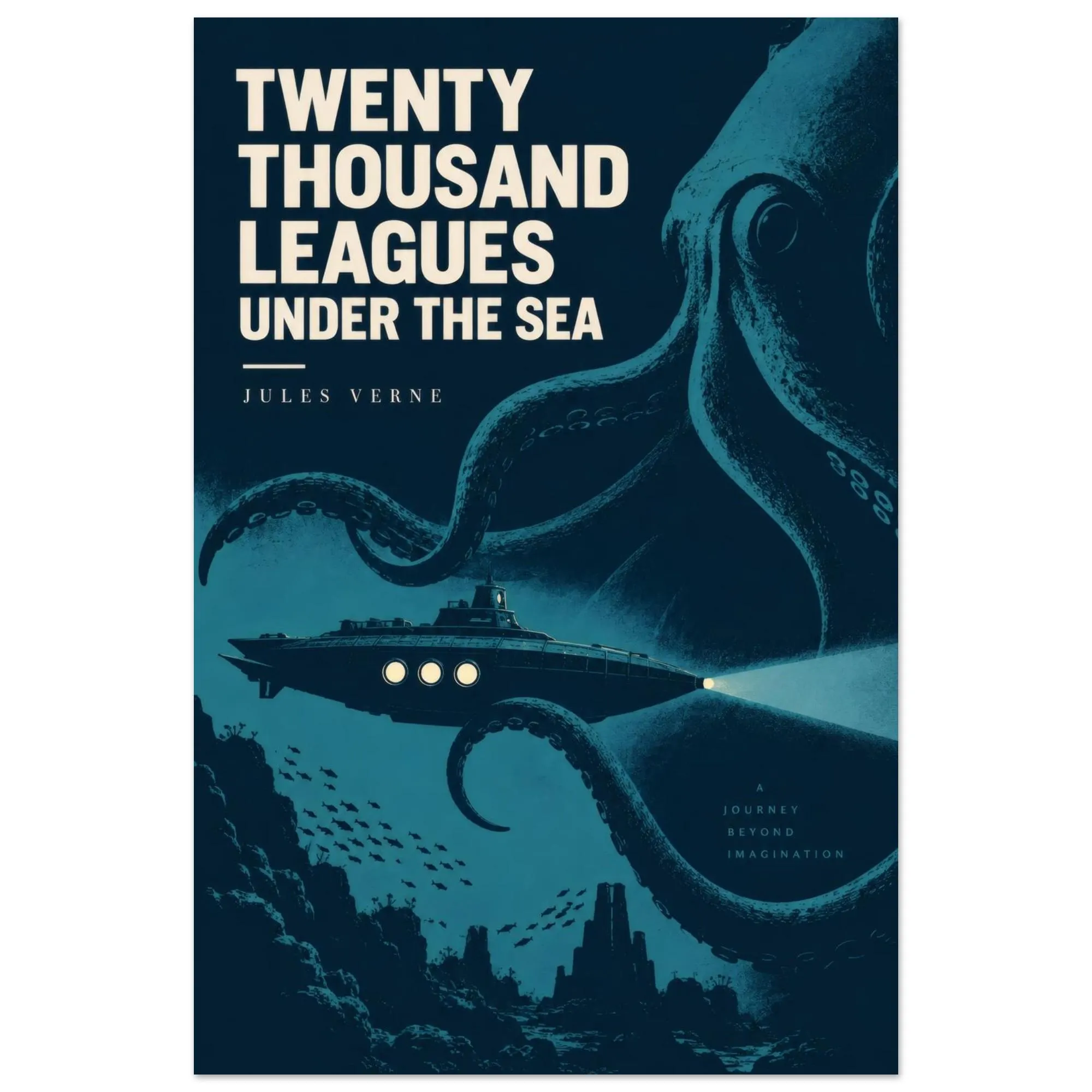 Twenty Thousand Leagues Under the Sea Poster — Duotone poster